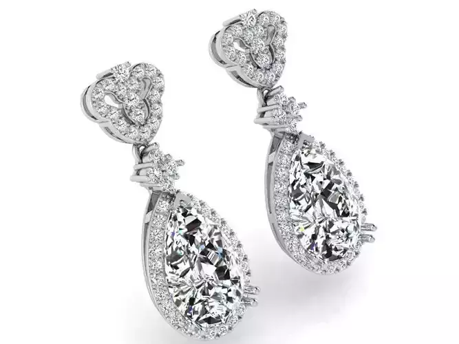 Pear Halo Earring 3328
