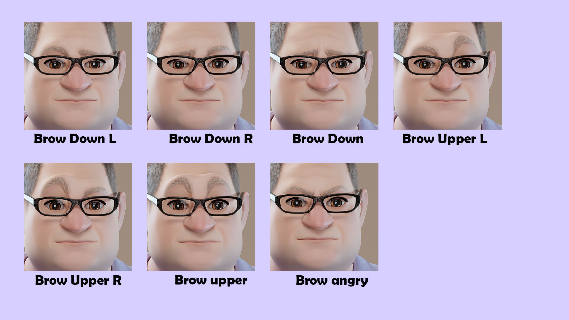 Pixar-Style Uncle Character rigged Low-poly 3D model_4