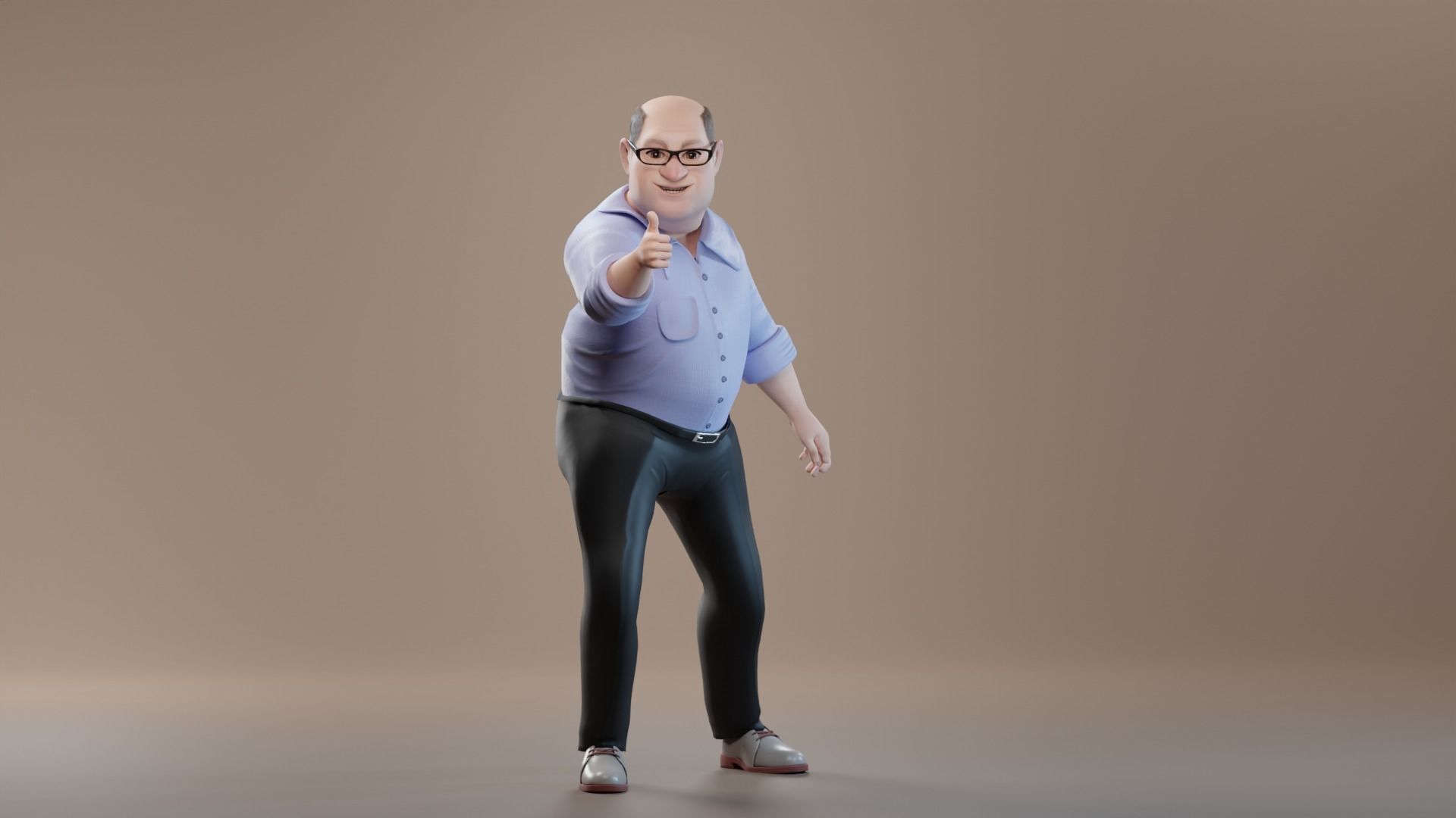 Pixar-Style Uncle Character rigged Low-poly 3D model_12