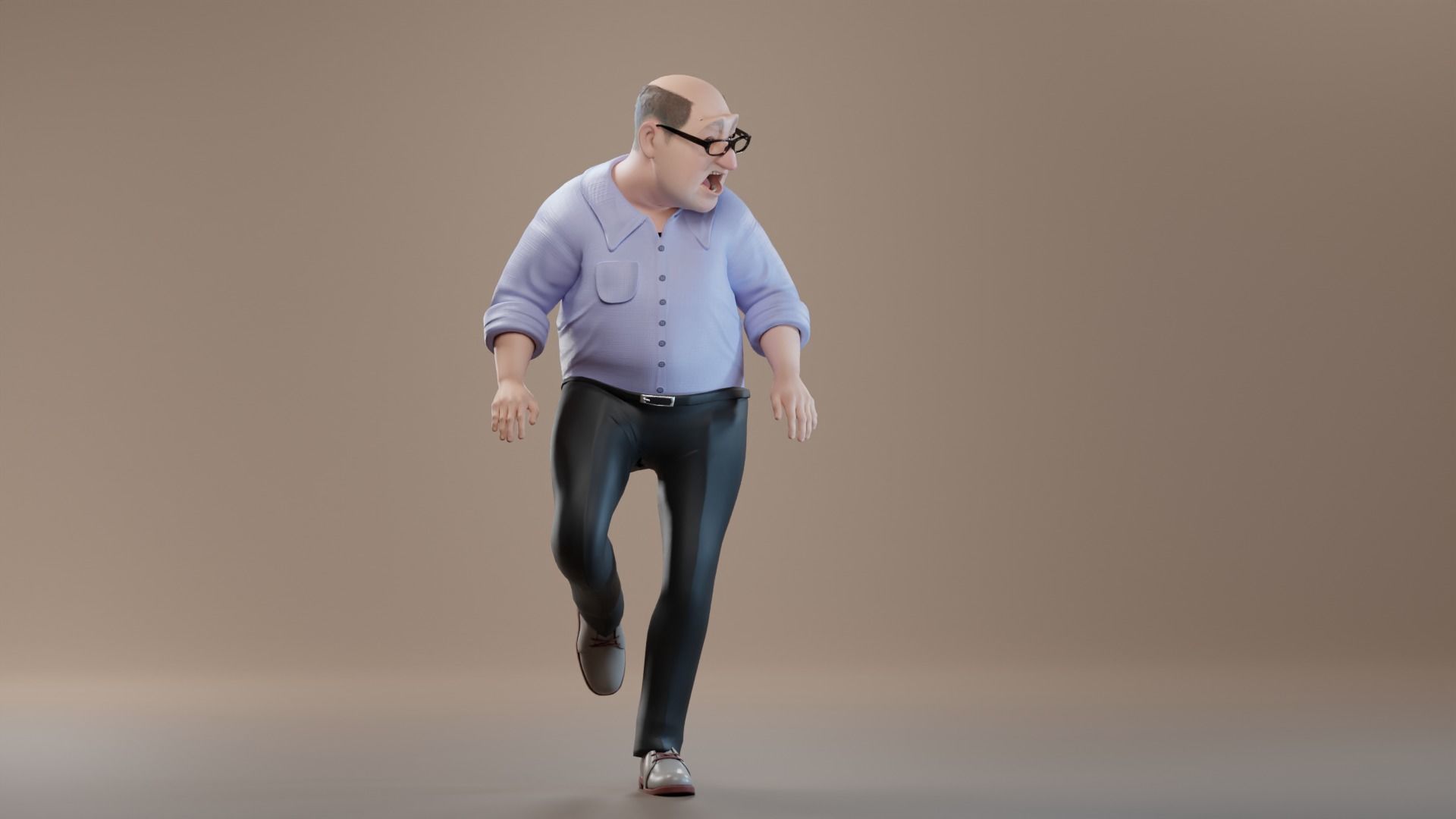 Pixar-Style Uncle Character rigged Low-poly 3D model_15