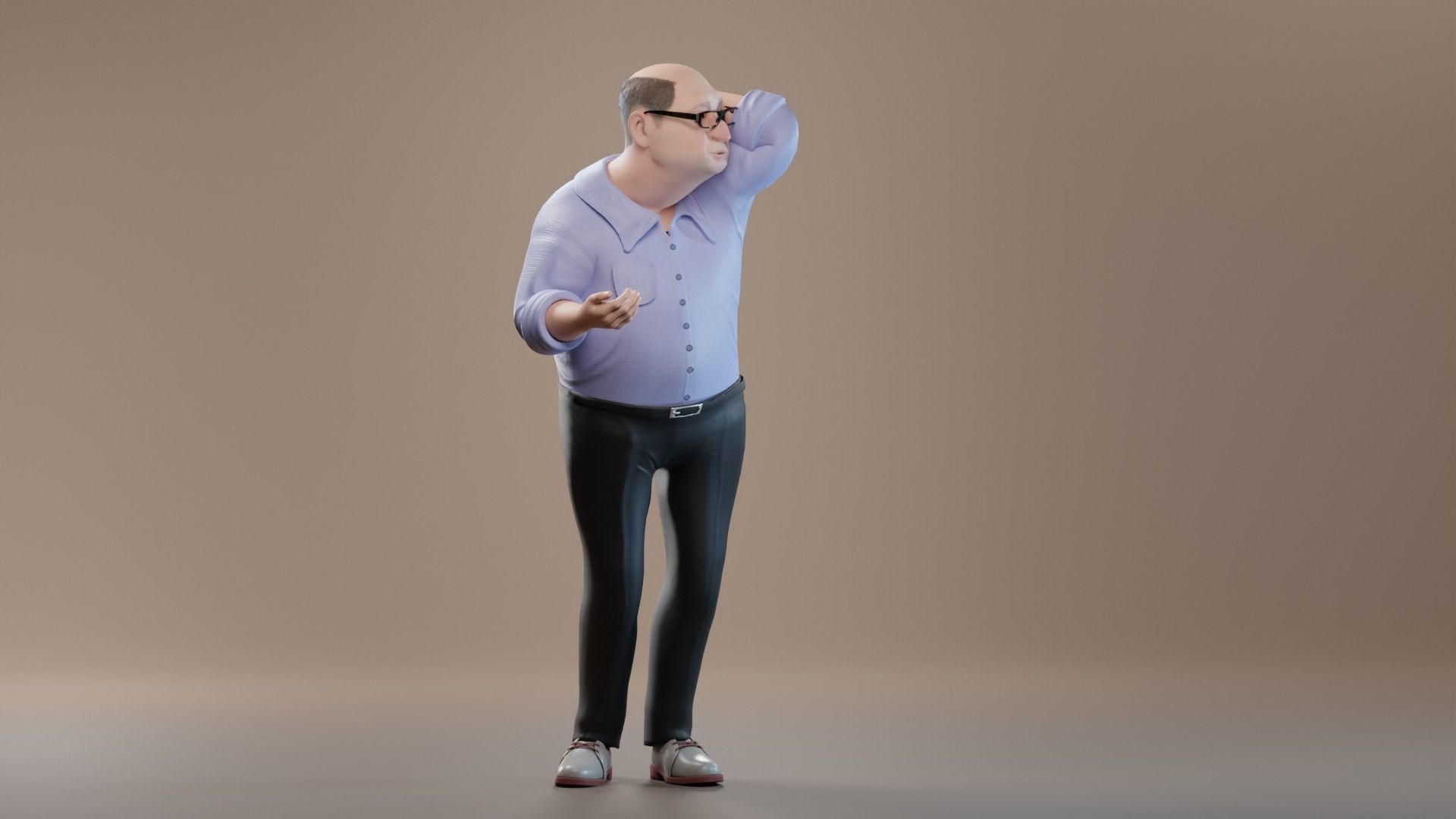 Pixar-Style Uncle Character rigged Low-poly 3D model_48
