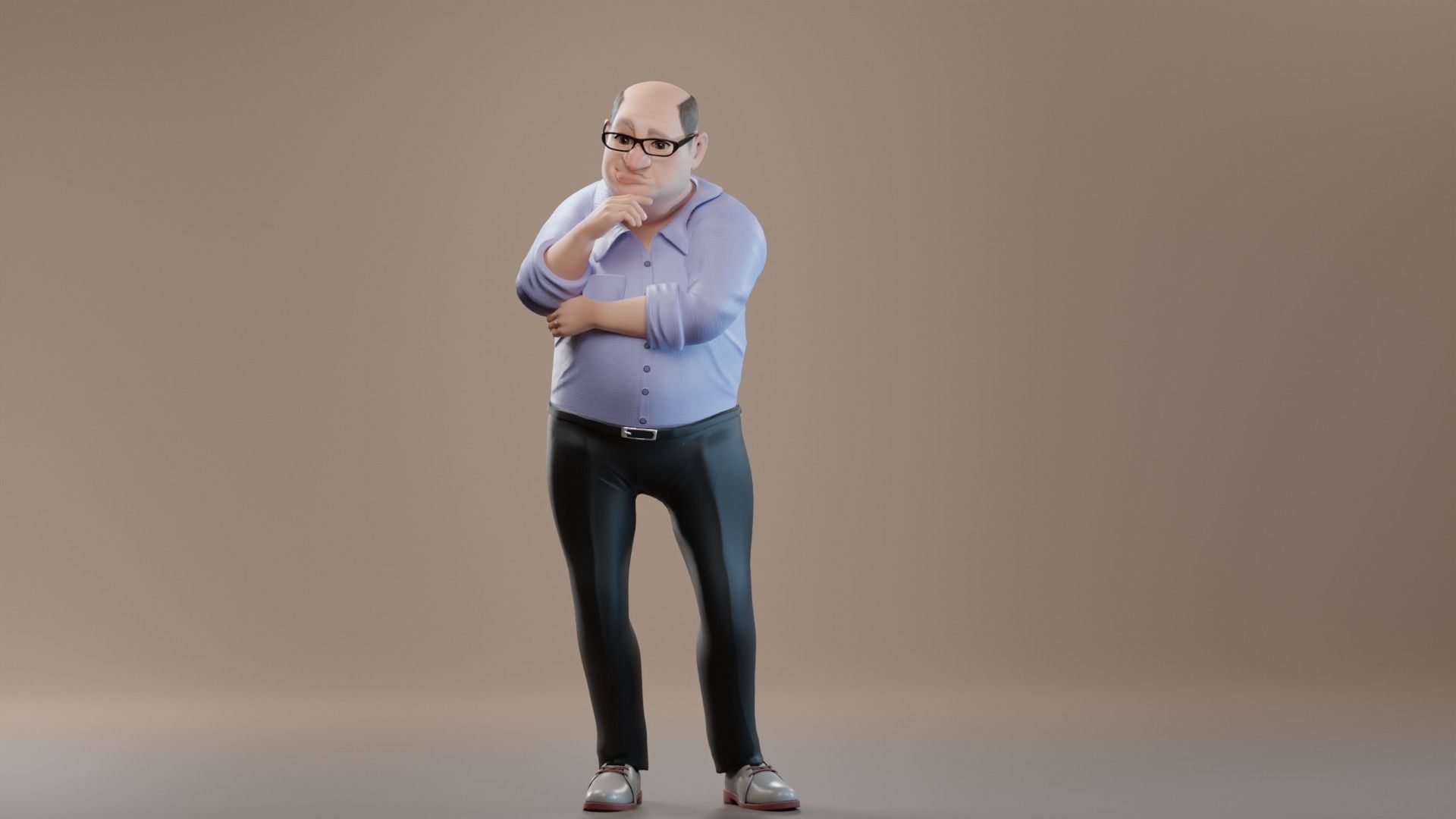 Pixar-Style Uncle Character rigged Low-poly 3D model_41