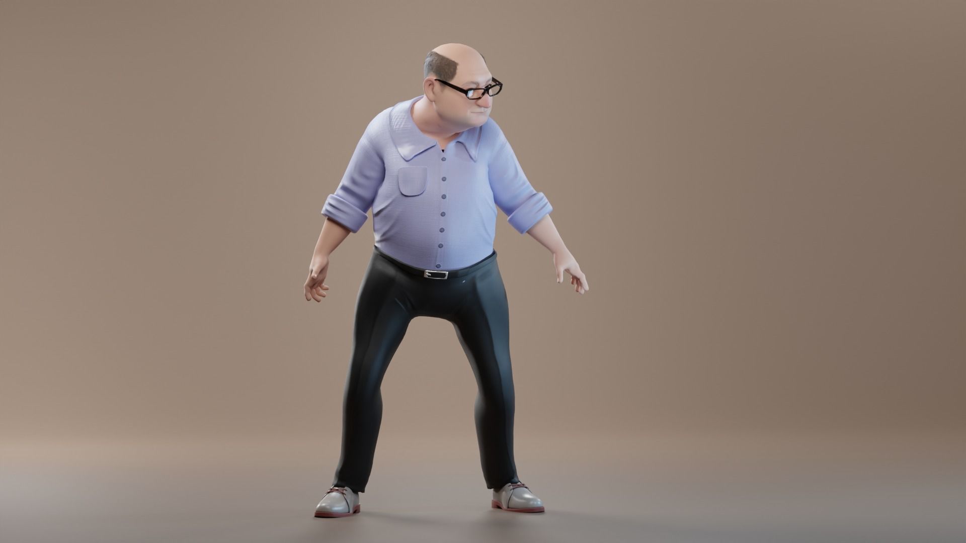 Pixar-Style Uncle Character rigged Low-poly 3D model_28