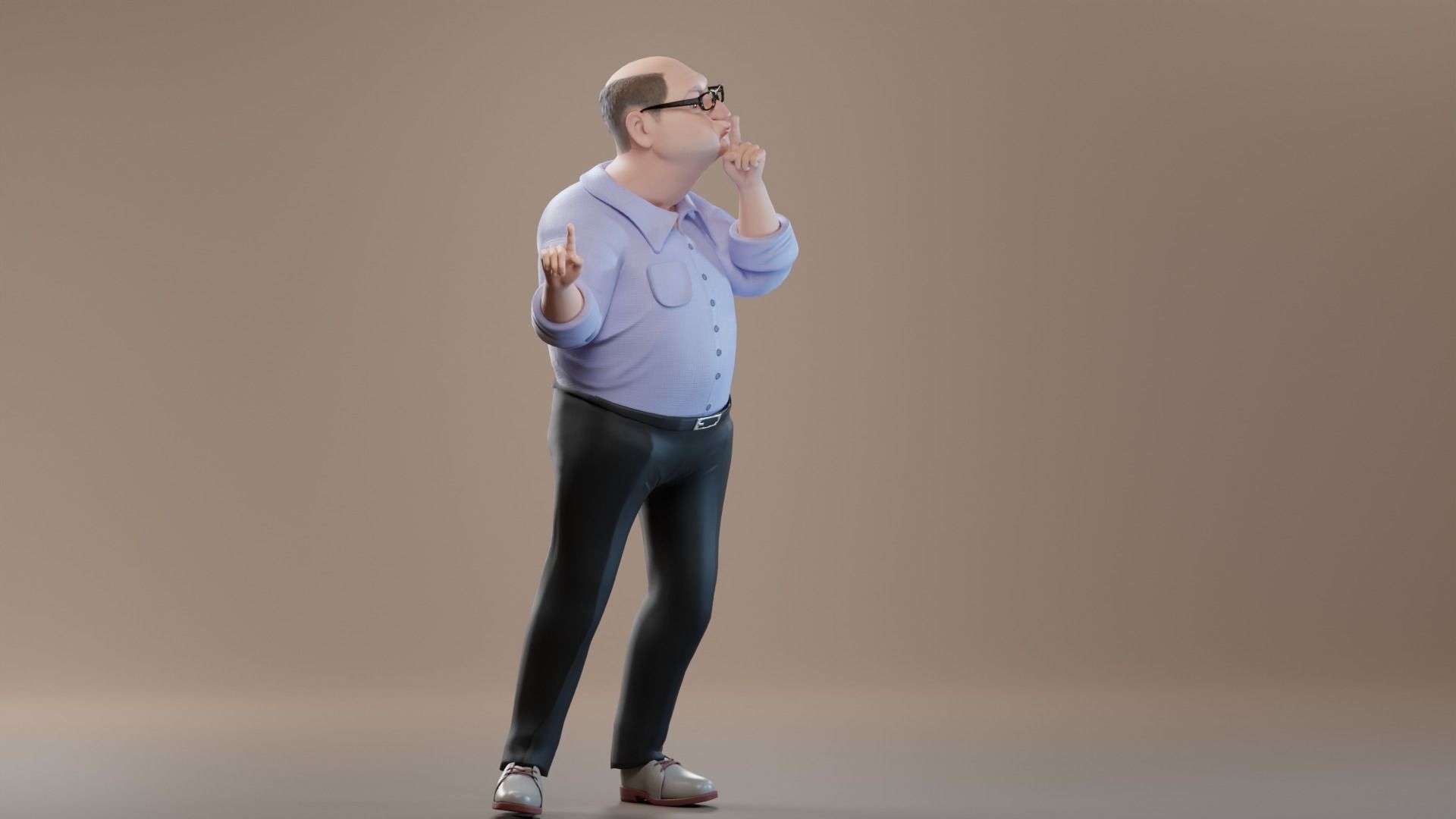 Pixar-Style Uncle Character rigged Low-poly 3D model_43