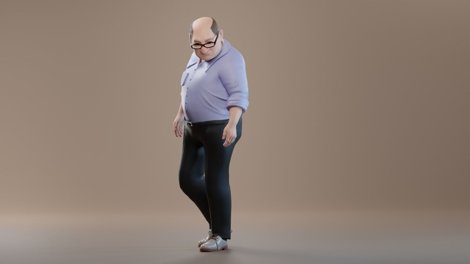 Pixar-Style Uncle Character rigged Low-poly 3D model_23