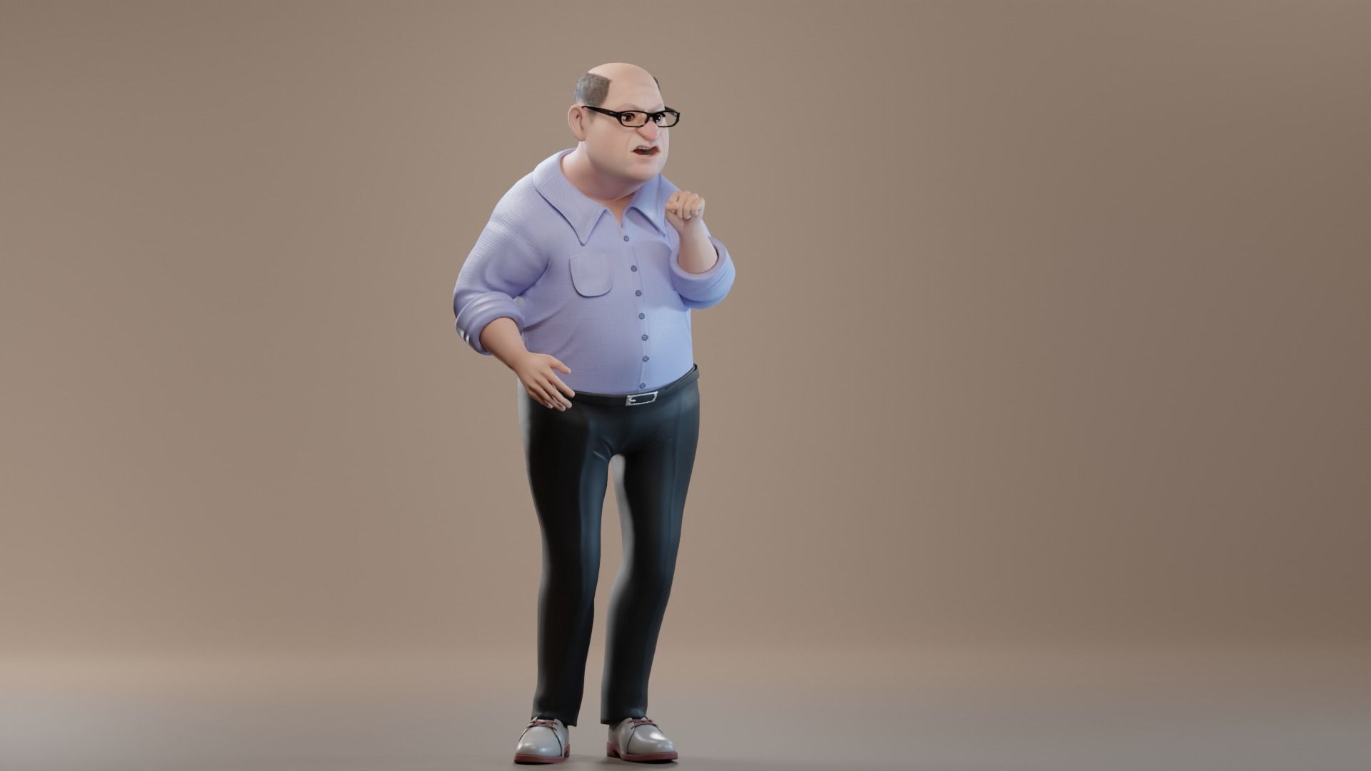 Pixar-Style Uncle Character rigged Low-poly 3D model_39