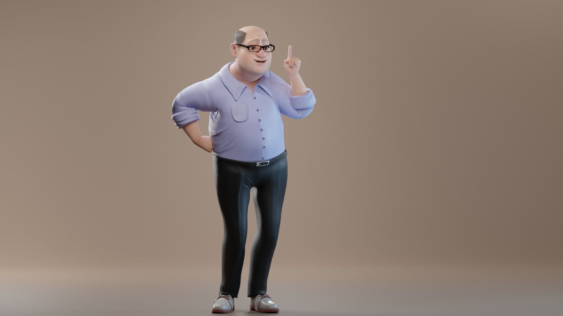 Pixar-Style Uncle Character rigged Low-poly 3D model_38