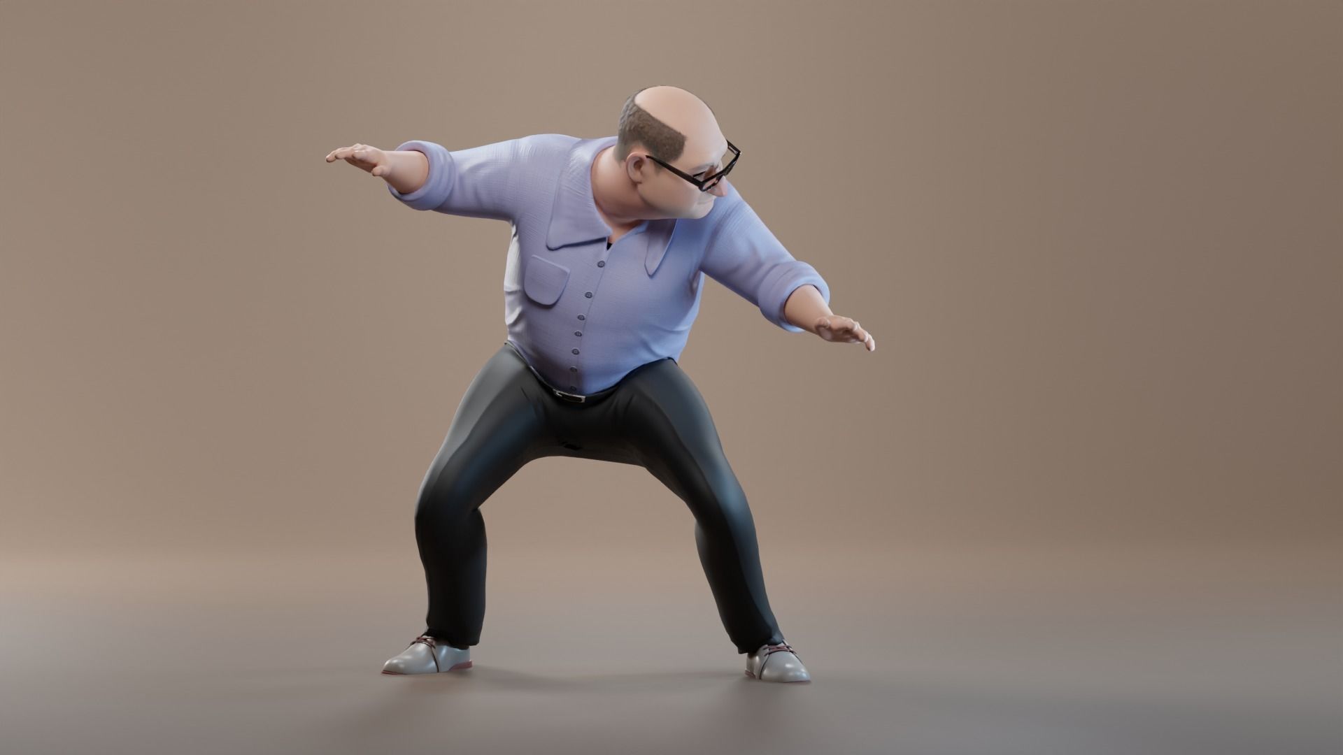 Pixar-Style Uncle Character rigged Low-poly 3D model_22