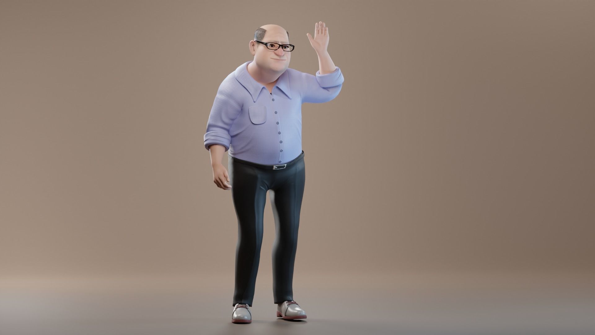 Pixar-Style Uncle Character rigged Low-poly 3D model_50