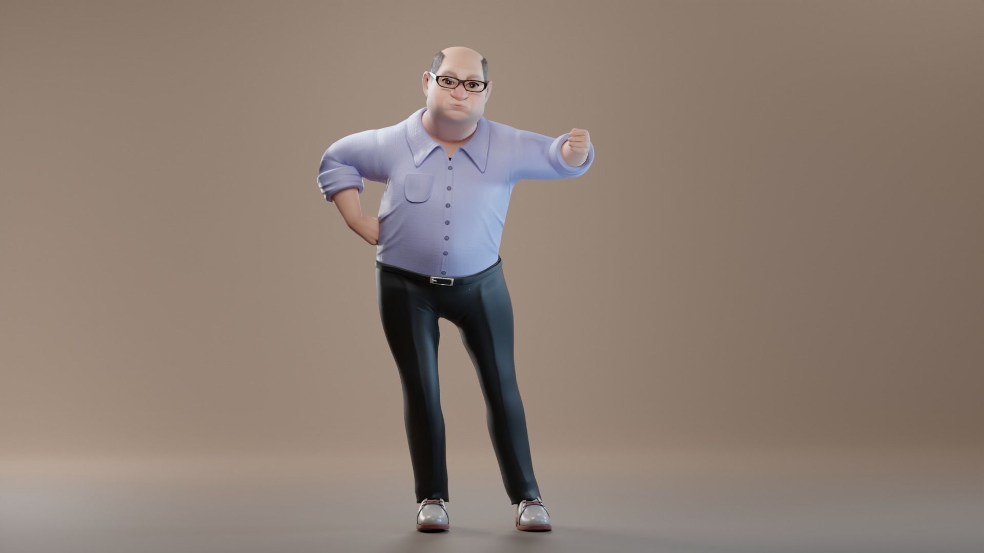Pixar-Style Uncle Character rigged Low-poly 3D model_9