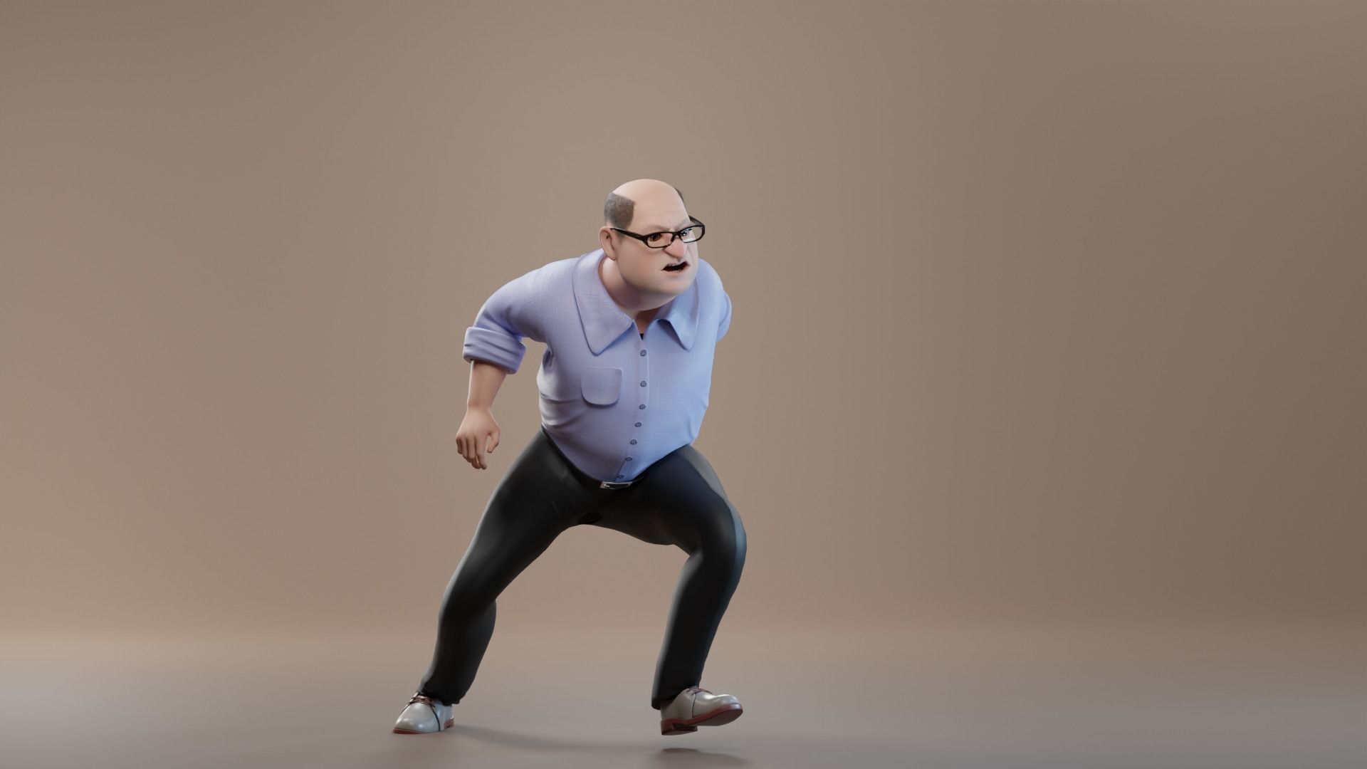 Pixar-Style Uncle Character rigged Low-poly 3D model_13