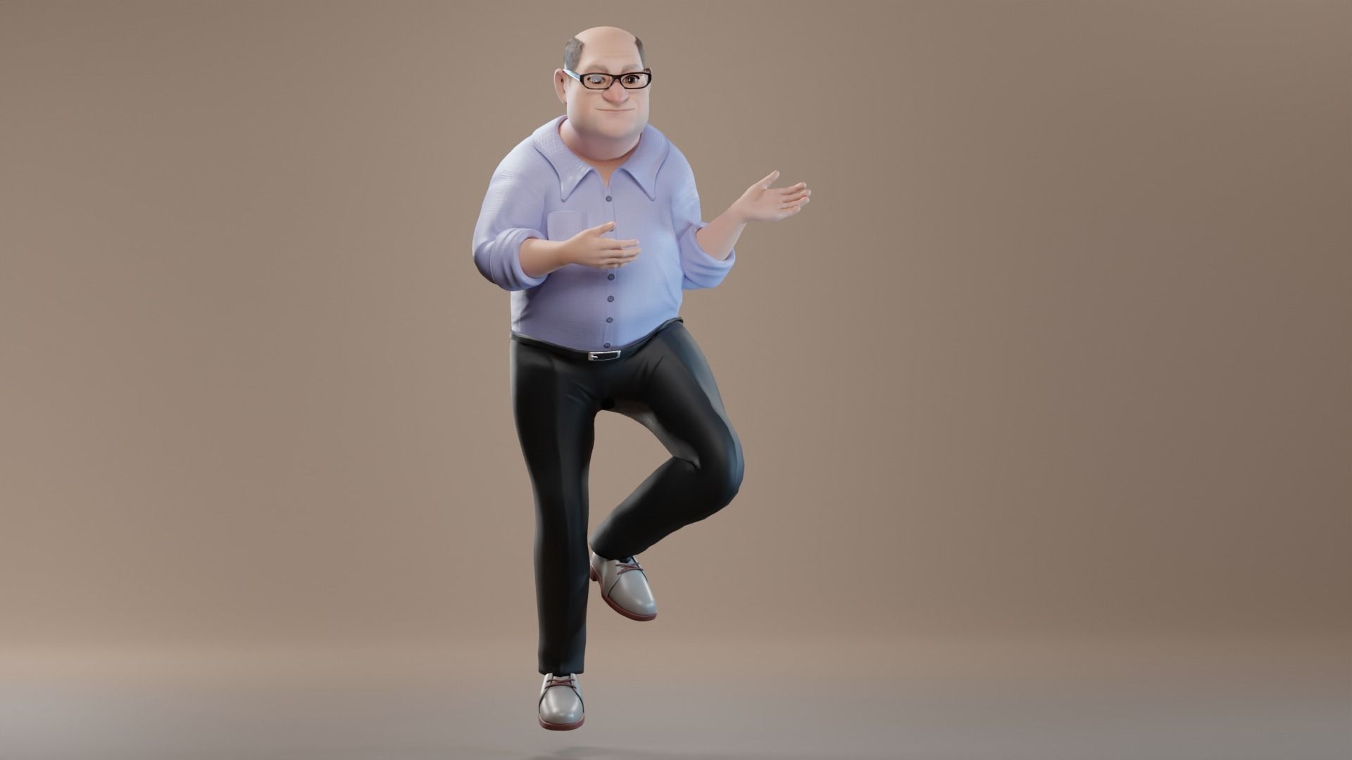 Pixar-Style Uncle Character rigged Low-poly 3D model_45