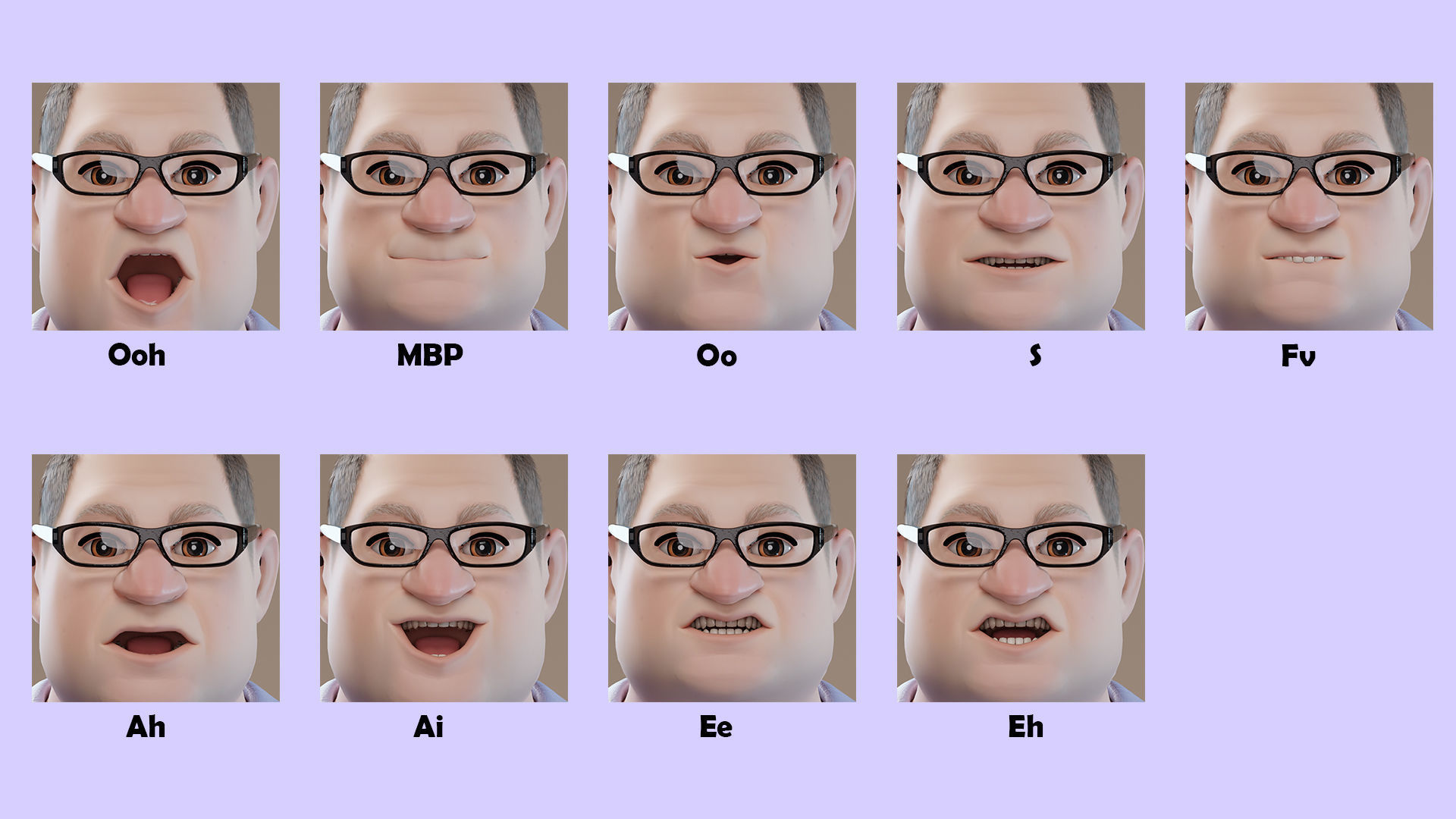 Pixar-Style Uncle Character rigged Low-poly 3D model_5