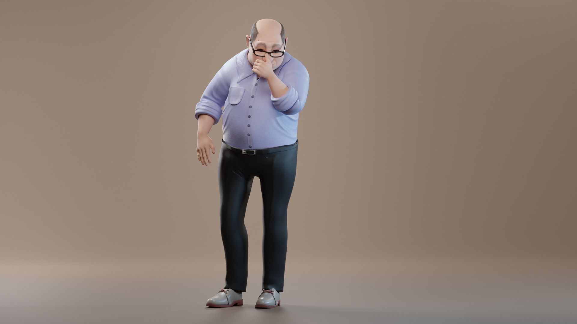 Pixar-Style Uncle Character rigged Low-poly 3D model_24