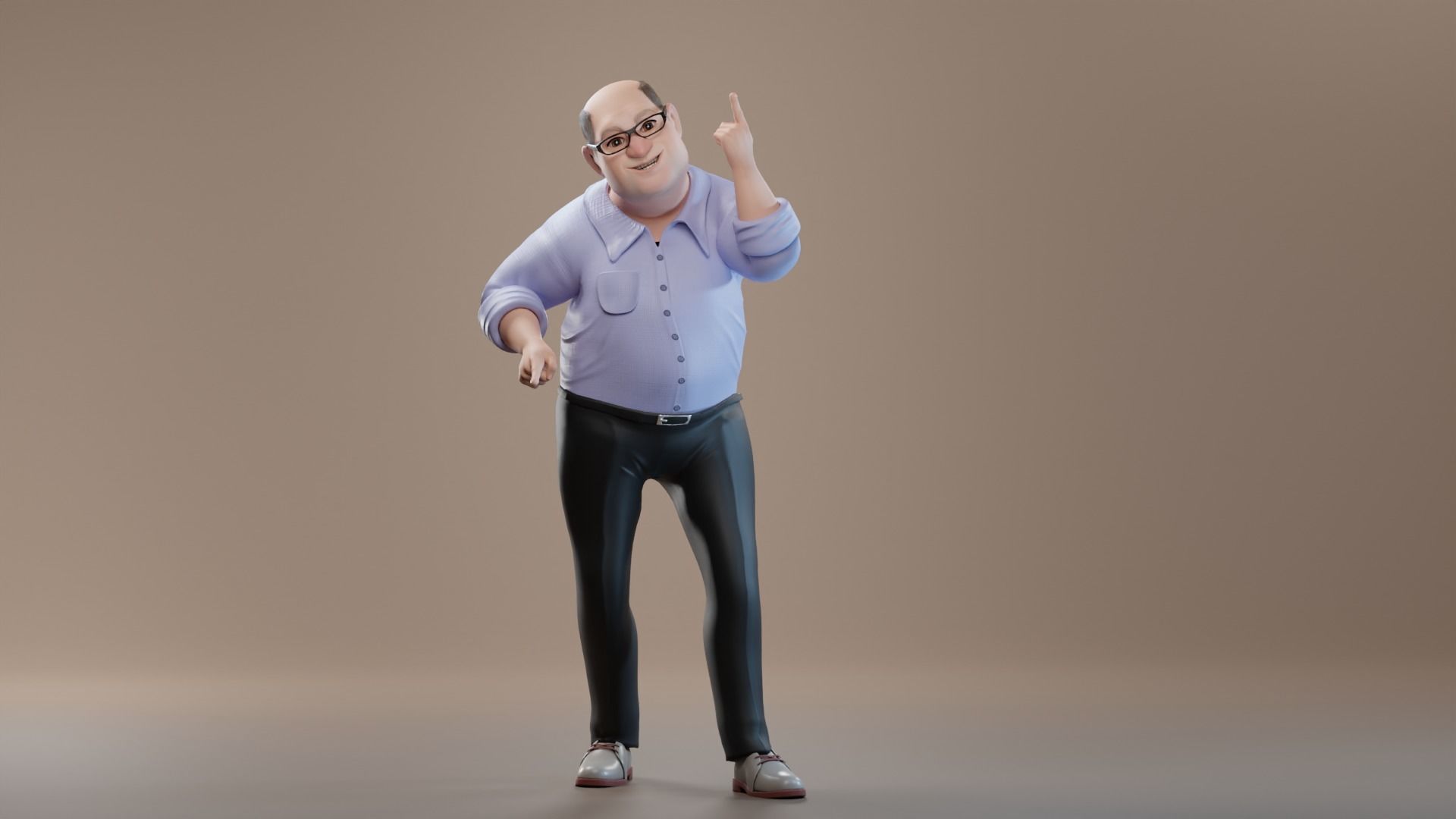 Pixar-Style Uncle Character rigged Low-poly 3D model_11
