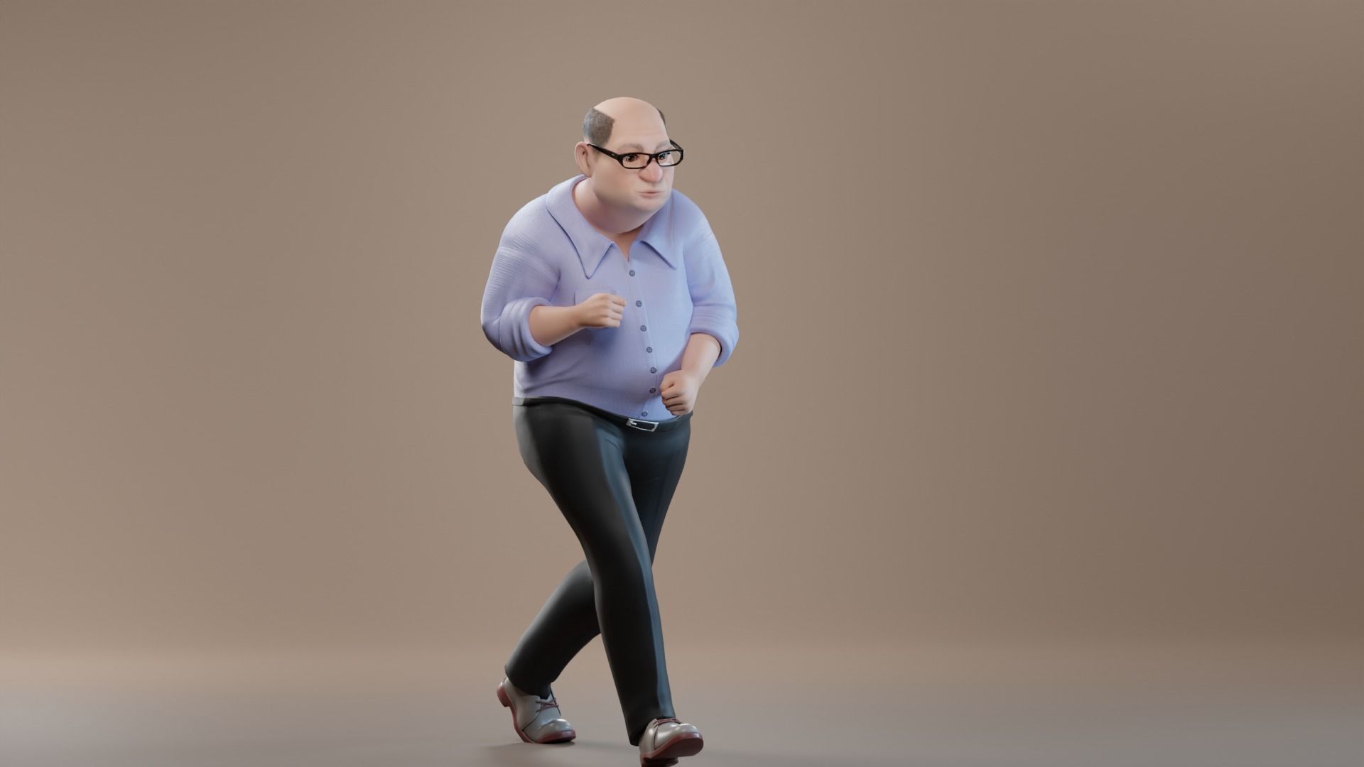 Pixar-Style Uncle Character rigged Low-poly 3D model_32