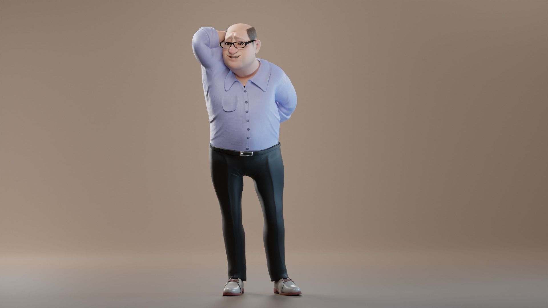Pixar-Style Uncle Character rigged Low-poly 3D model_29