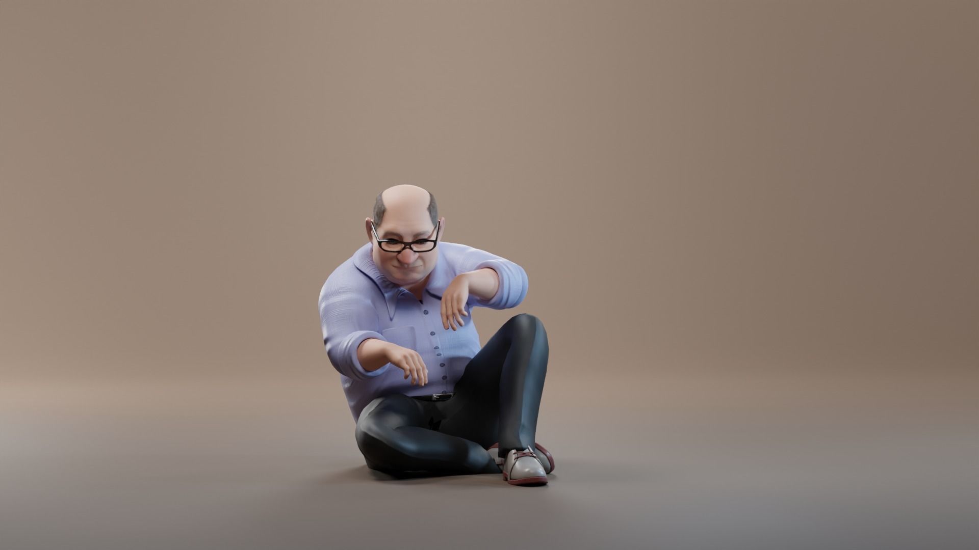 Pixar-Style Uncle Character rigged Low-poly 3D model_21
