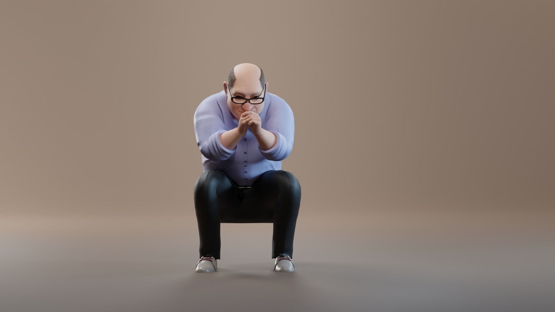 Pixar-Style Uncle Character rigged Low-poly 3D model_20