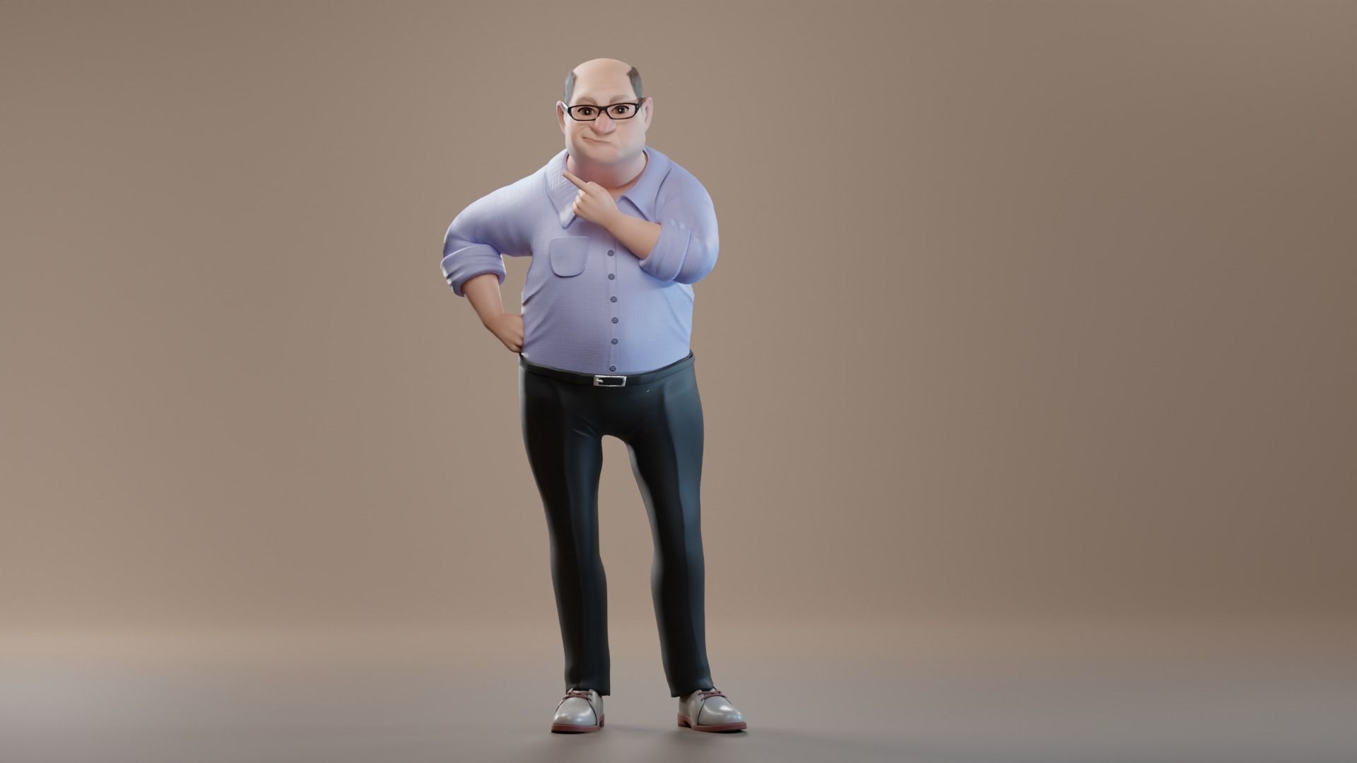 Pixar-Style Uncle Character rigged Low-poly 3D model_18