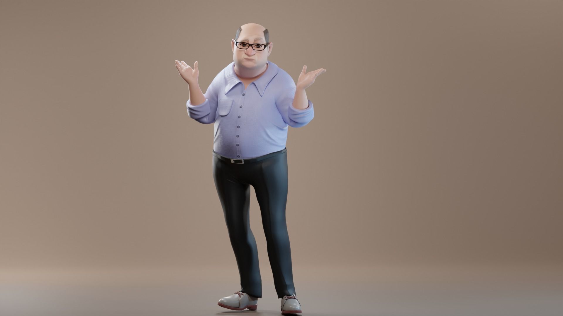 Pixar-Style Uncle Character rigged Low-poly 3D model_42