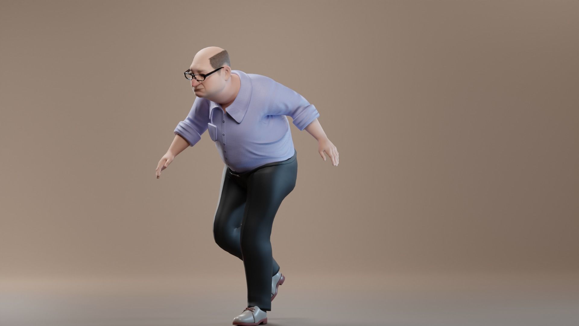 Pixar-Style Uncle Character rigged Low-poly 3D model_34