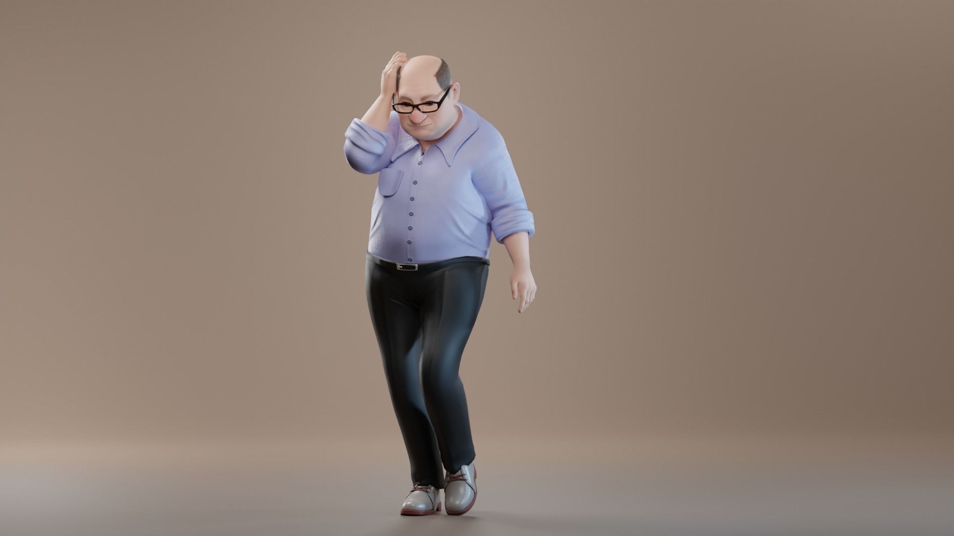 Pixar-Style Uncle Character rigged Low-poly 3D model_16