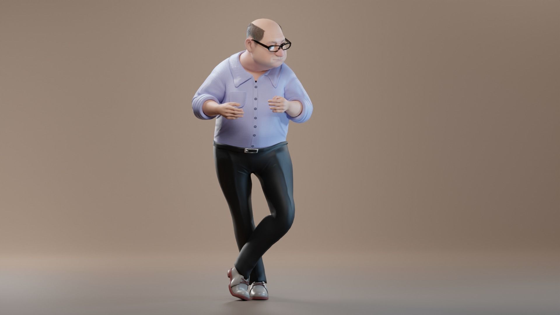 Pixar-Style Uncle Character rigged Low-poly 3D model_26