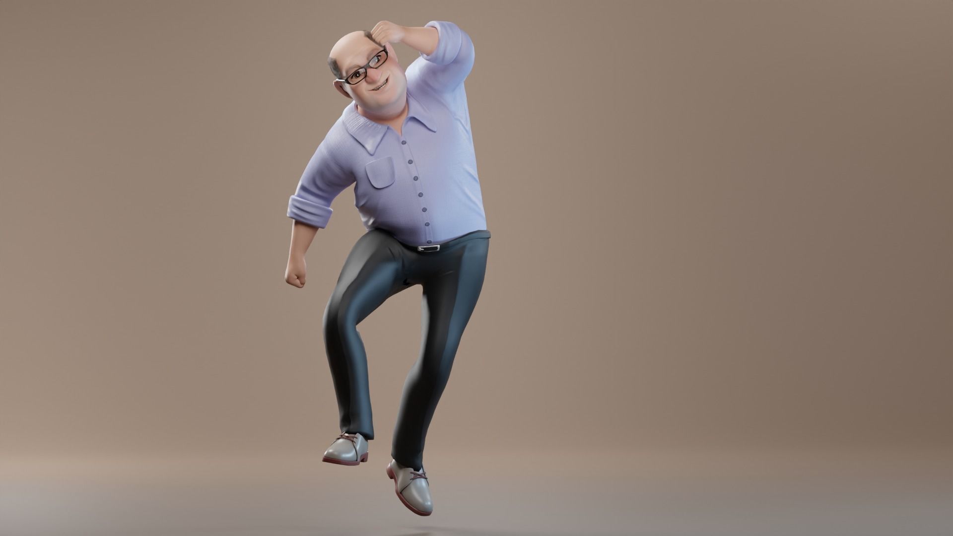 Pixar-Style Uncle Character rigged Low-poly 3D model_36