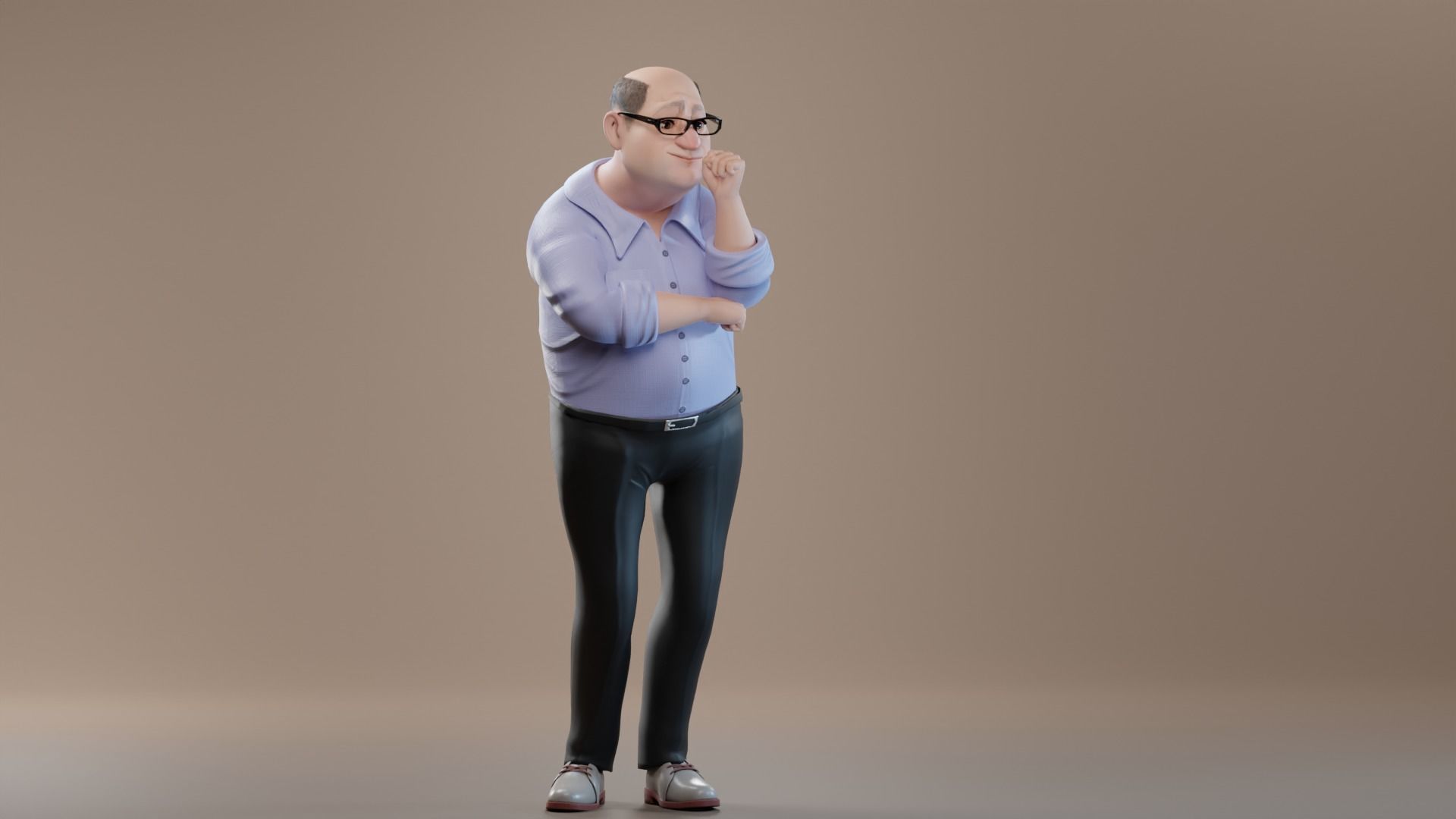 Pixar-Style Uncle Character rigged Low-poly 3D model_37