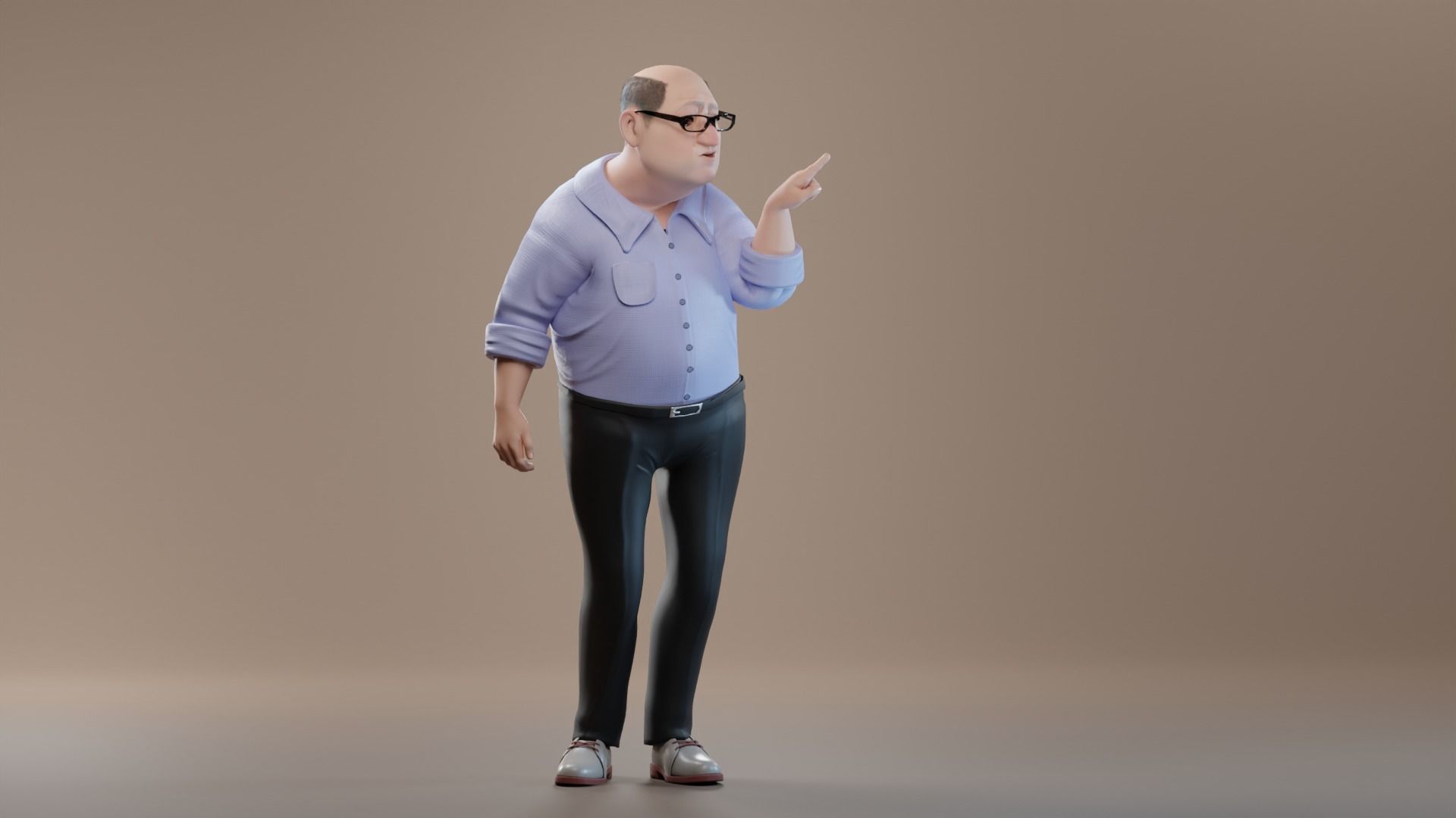 Pixar-Style Uncle Character rigged Low-poly 3D model_47