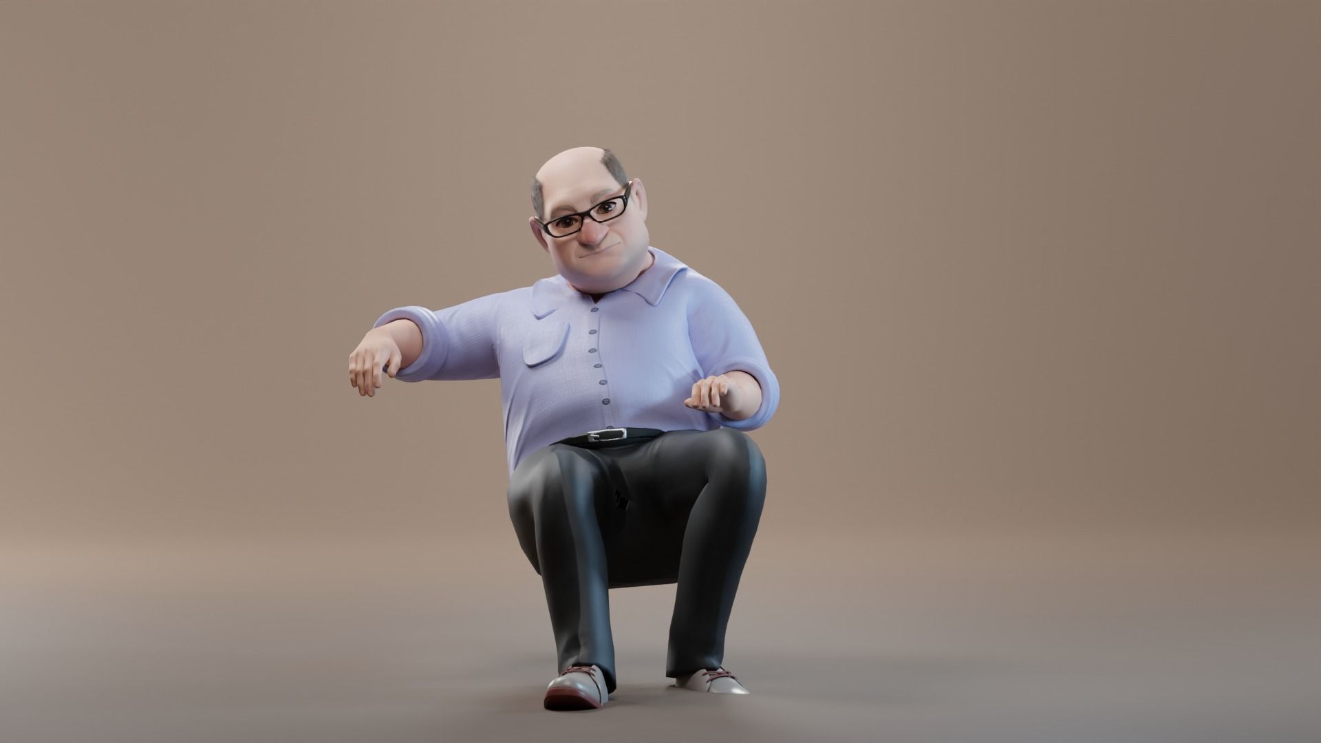 Pixar-Style Uncle Character rigged Low-poly 3D model_17