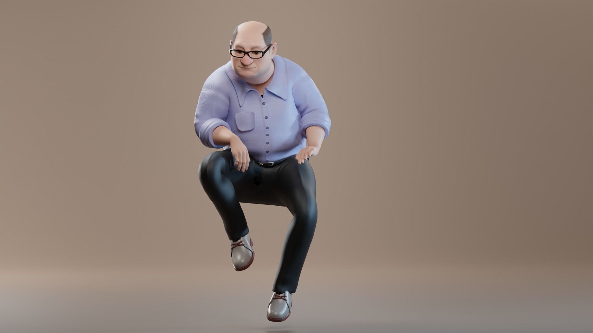 Pixar-Style Uncle Character rigged Low-poly 3D model_19