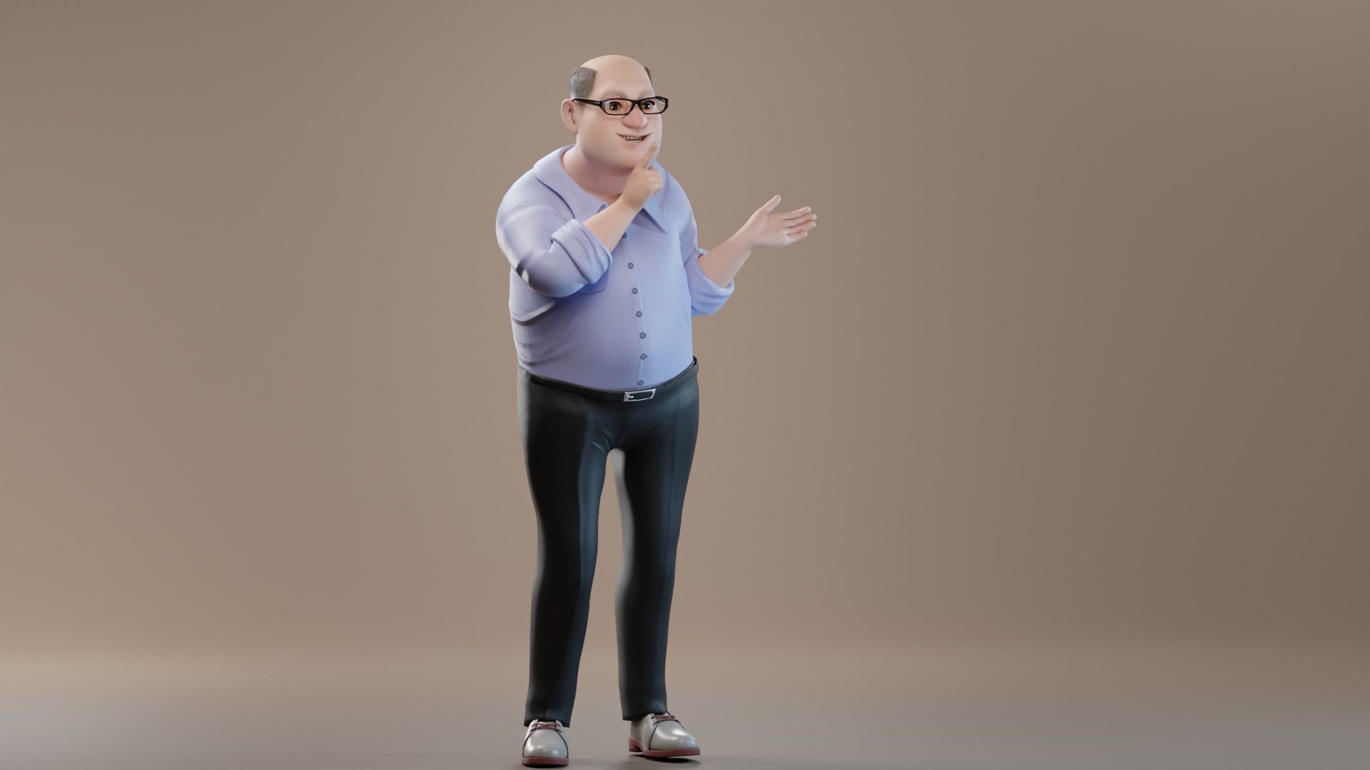 Pixar-Style Uncle Character rigged Low-poly 3D model_44
