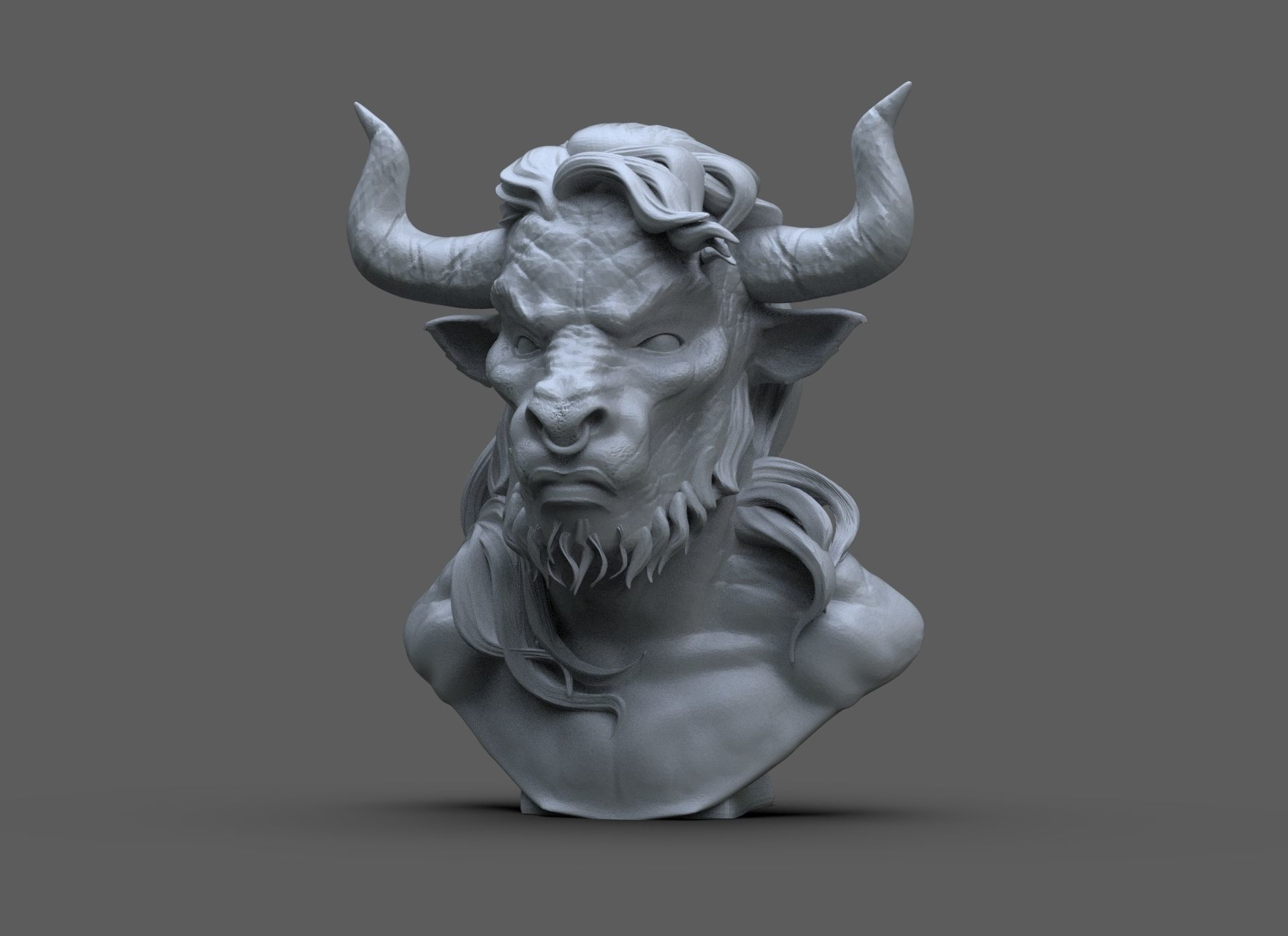 Minotaur Bust 3D print model_2