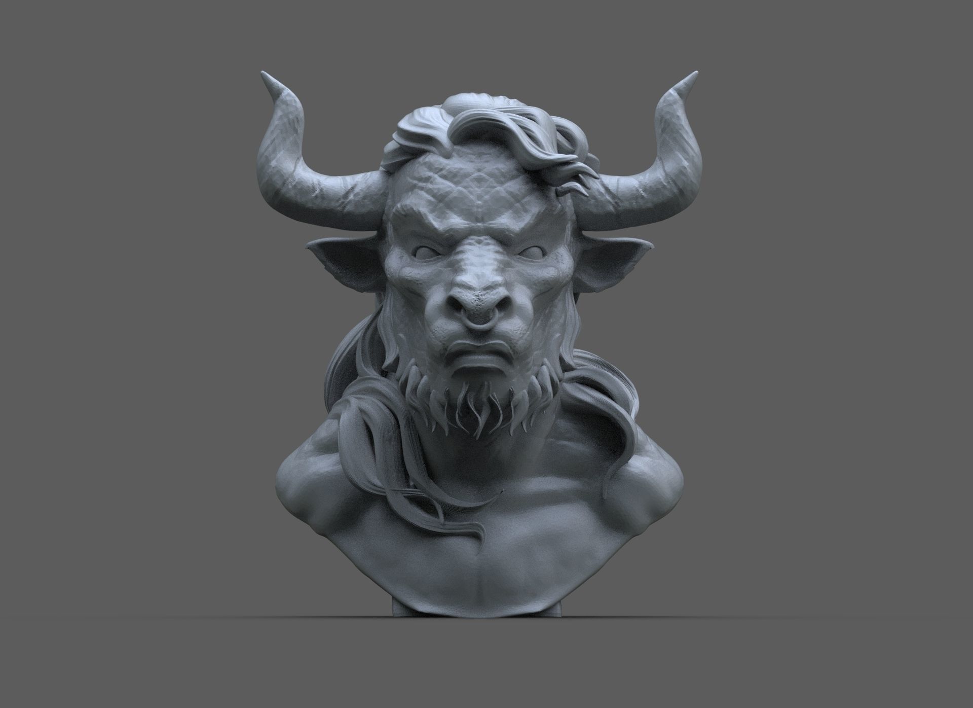 Minotaur Bust 3D print model_4