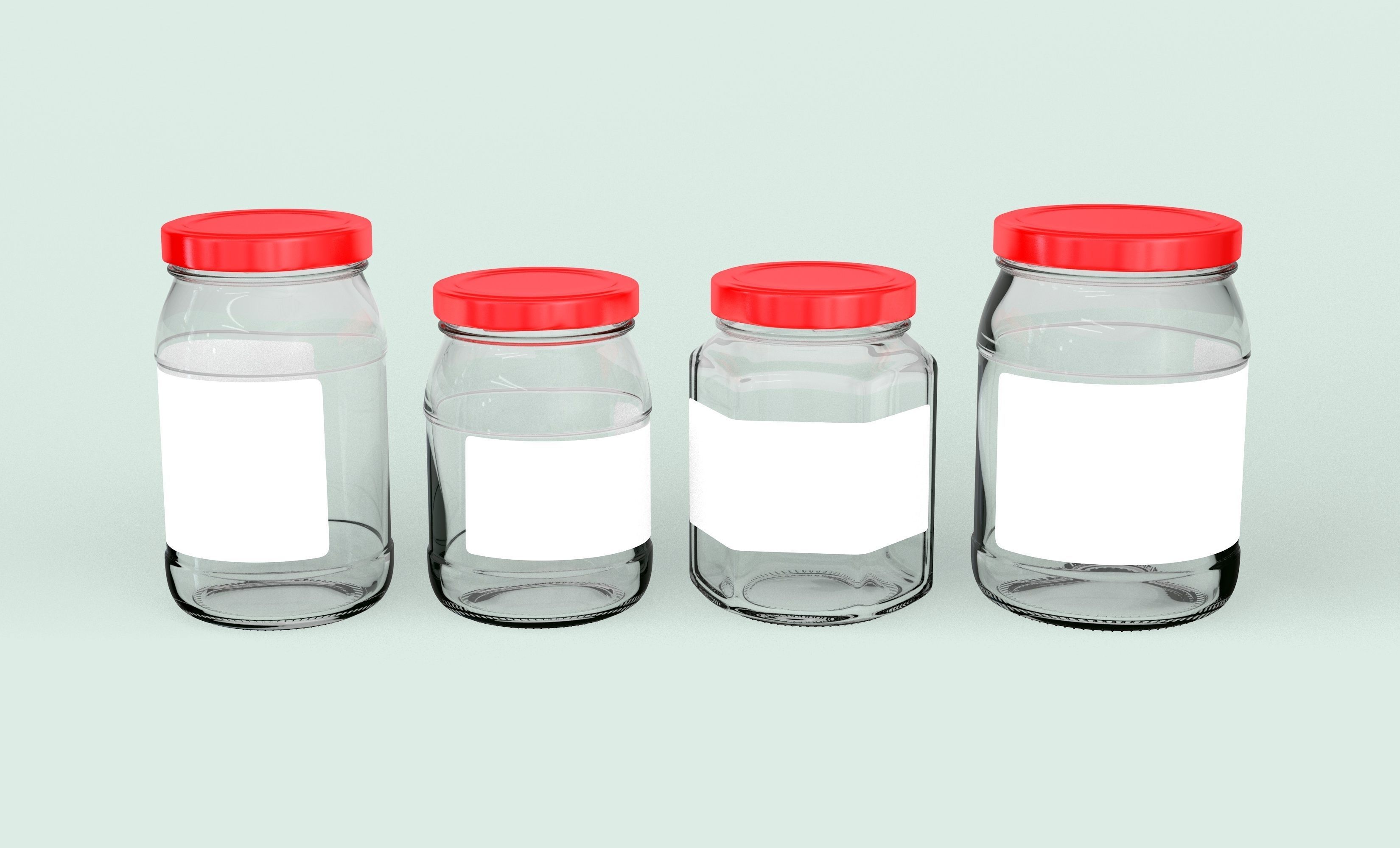 Glass Jars Set 3D model_1