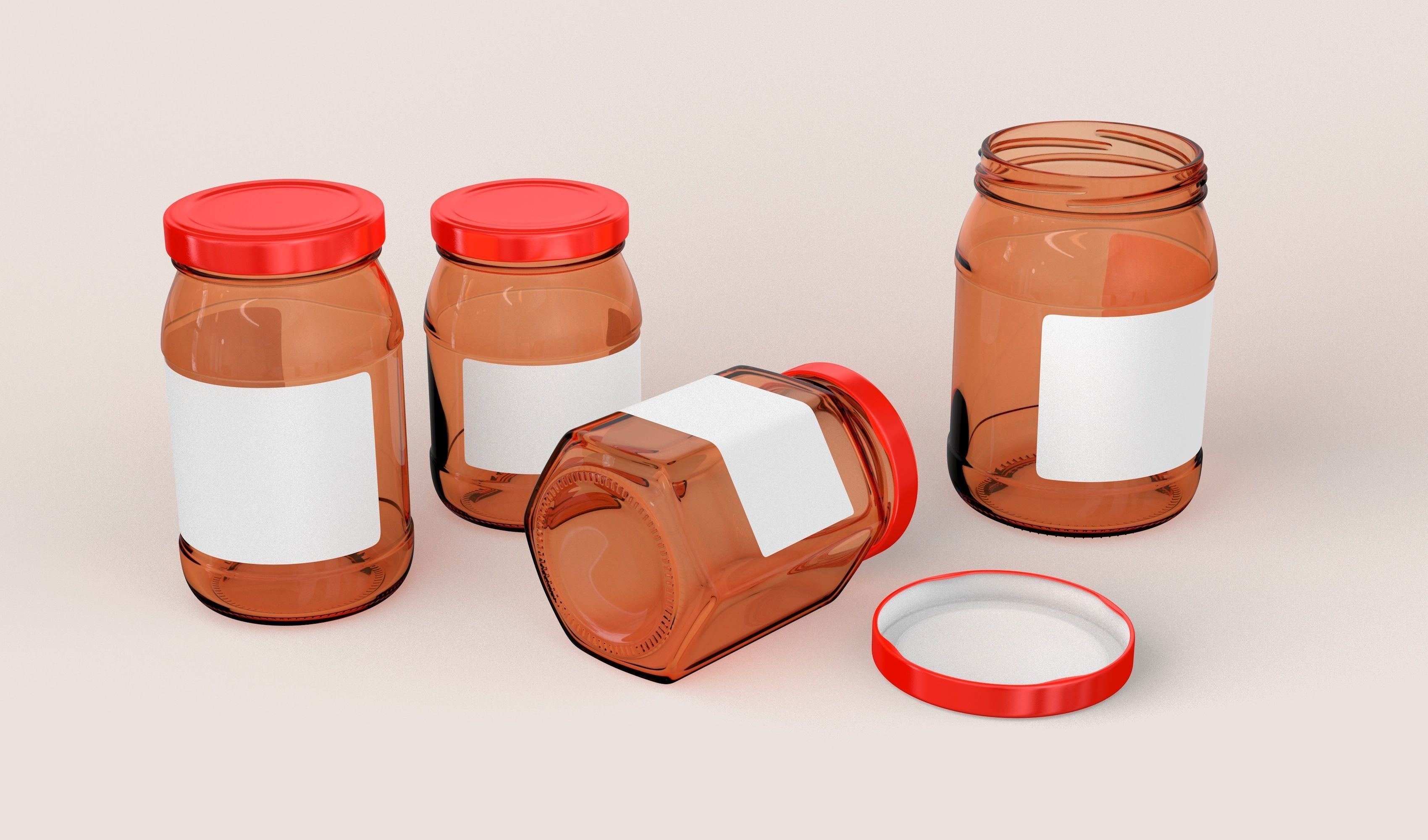 Glass Jars Set 3D model_9
