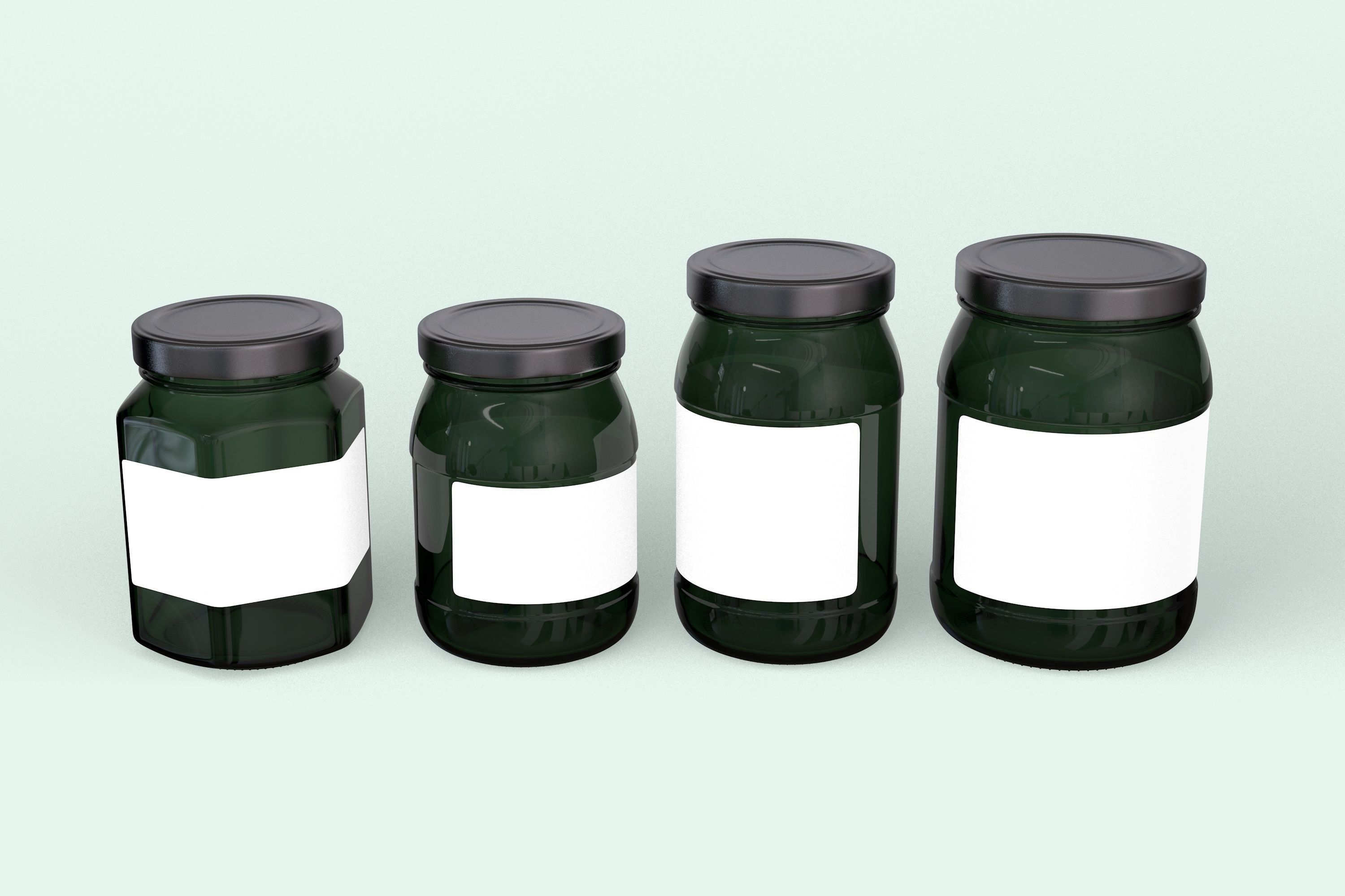 Glass Jars Set 3D model_2