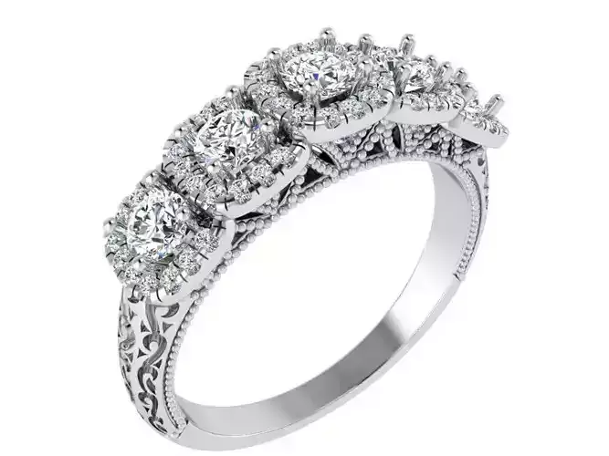 Square Halo Ornamental Ring 3335