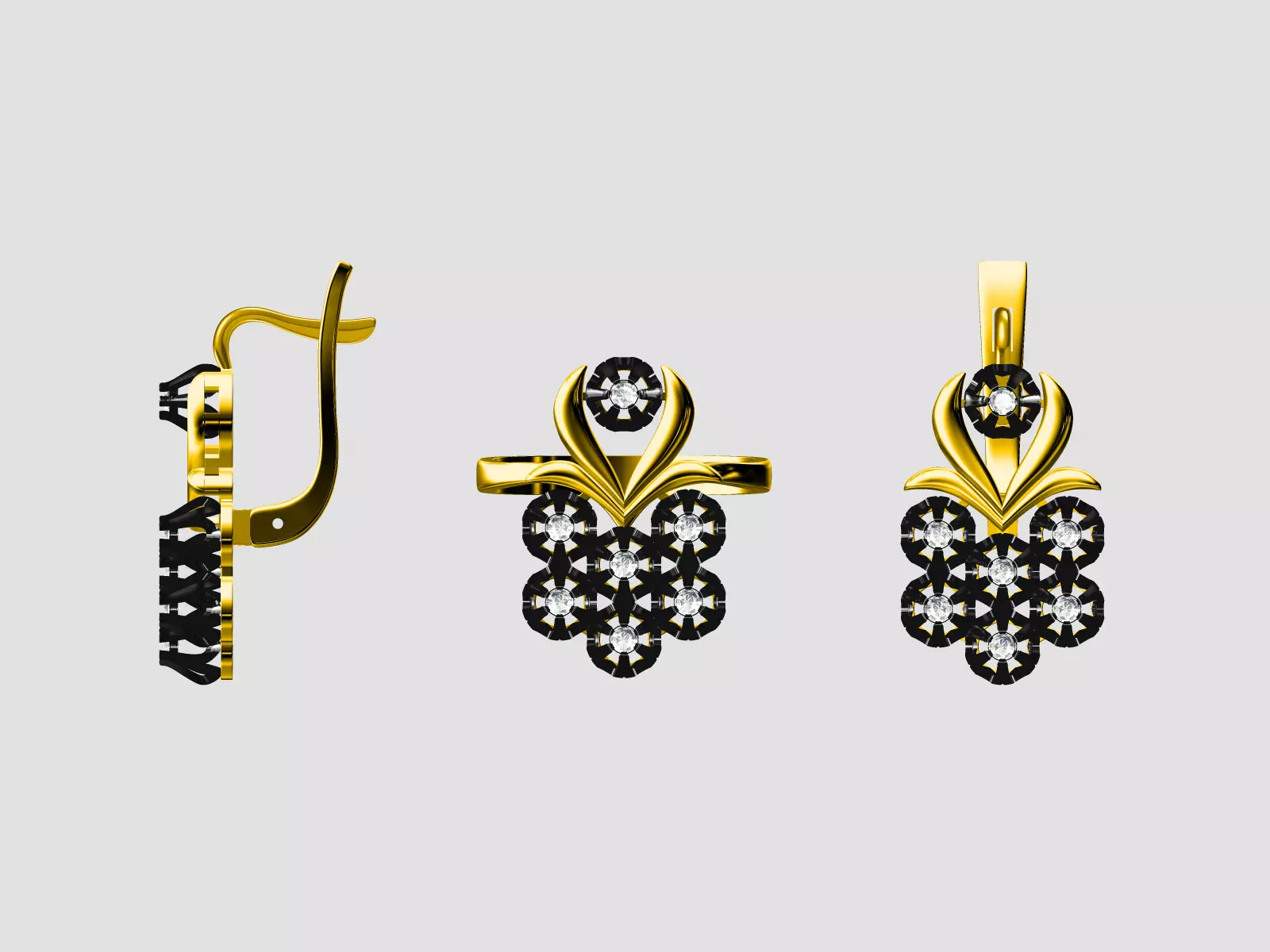 Ring and Earrings  3D print model_0