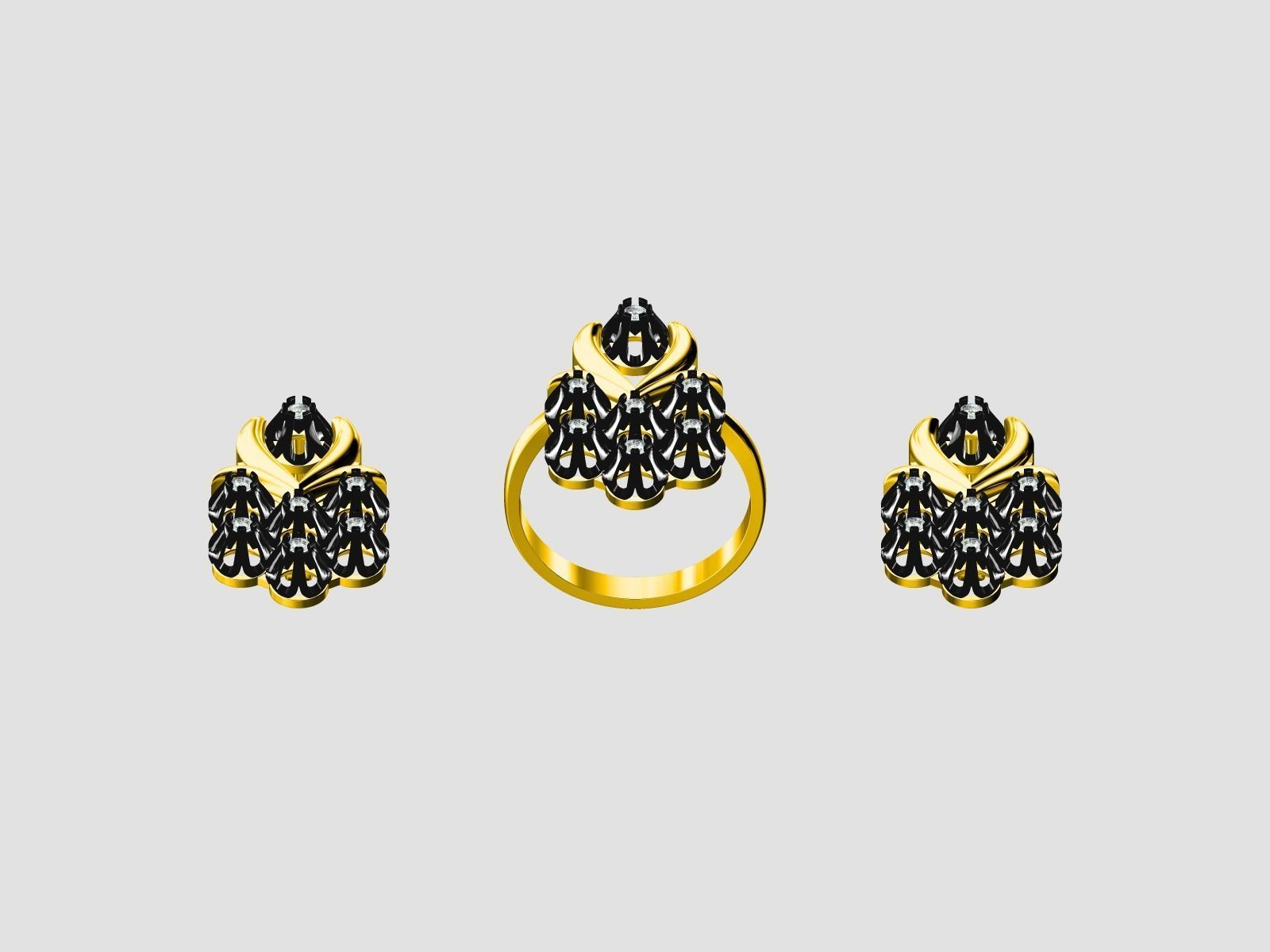 Ring and Earrings  3D print model_1