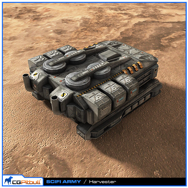 SciFi Army Harvester Low-poly 3D model_3