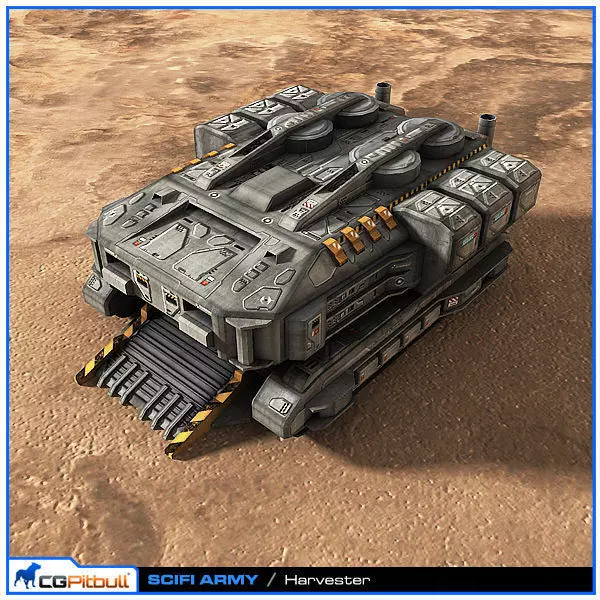 SciFi Army Harvester Low-poly 3D model_0
