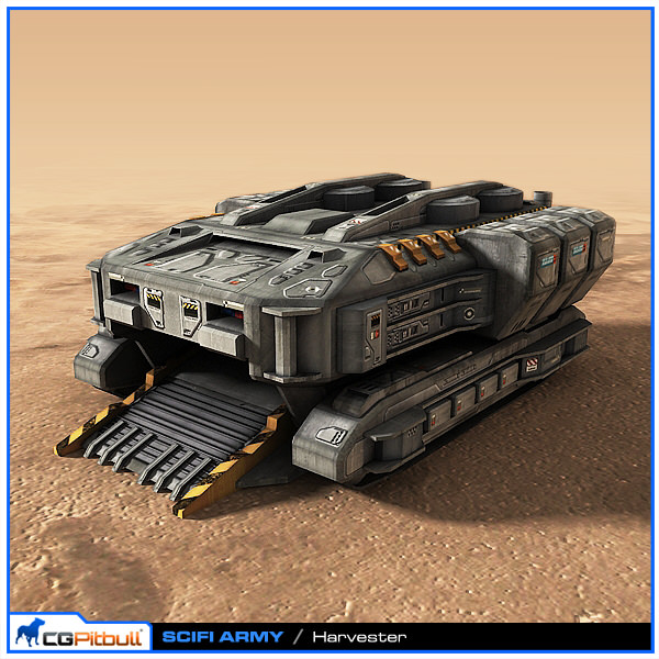 SciFi Army Harvester Low-poly 3D model_1
