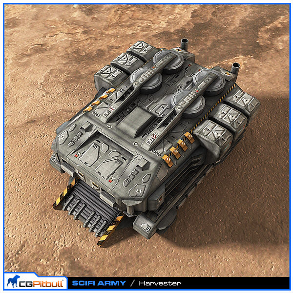 SciFi Army Harvester Low-poly 3D model_2