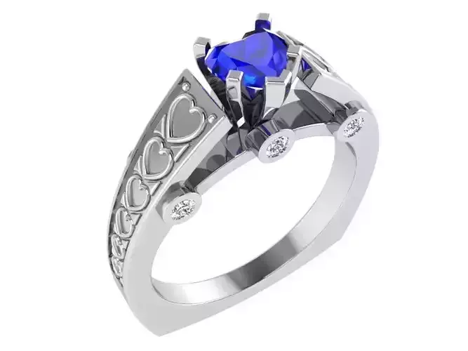 Heart Cut Engraving Ring 3339