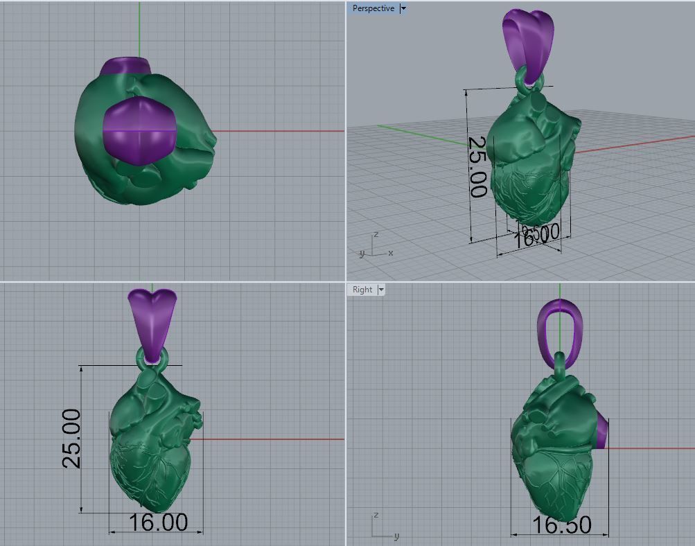 Pendant Heart 3D print model_9