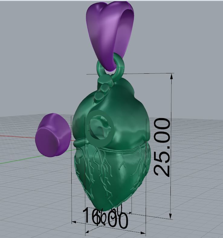 Pendant Heart 3D print model_10