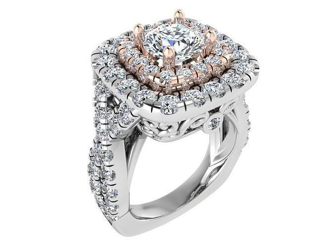 Square Halo Twisted Shank Ring 3341 3D print model